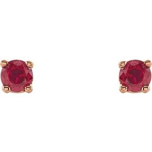14K Rose Gold 2.5 mm Natural Ruby Earrings
