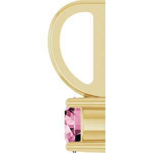14K Yellow Gold Imitation Pink Tourmaline Solitaire Charm/Pendant