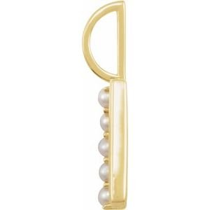 14K Yellow Cultured White Freshwater Pearl Initial G Charm/Pendant