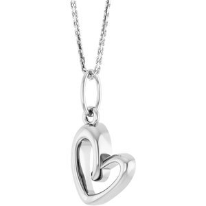 14K White Gold Petite Heart 18" Necklace
