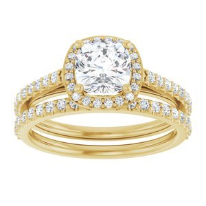 14K Yellow Gold 6x6 mm Cushion 1/4 CTW Lab-Grown Diamond Semi-Set Engagement Ring