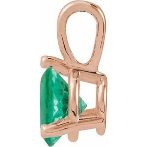 14K Rose Gold Lab-Grown Emerald Pendant