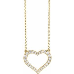 14K Yellow Gold 3/8 CTW Lab-Grown Diamond Heart 16-18" Necklace
