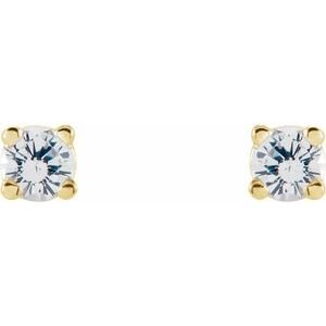 14K Yellow Gold 2.5 mm Natural White Sapphire Earrings