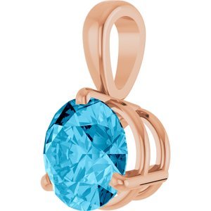 14K Rose Gold Lab-Grown Aqua Sapphire Pendant