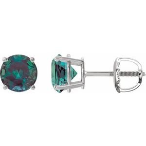Sterling Silver 8 mm Lab-Grown Alexandrite Earrings