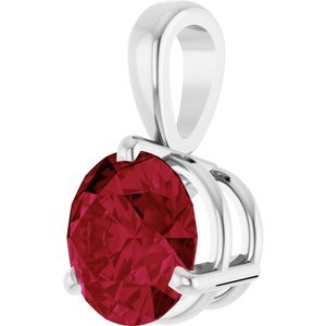 14K White Gold Lab-Grown Ruby Pendant