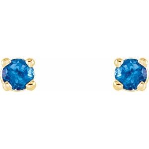 14K Yellow Gold 2.5 mm Natural Swiss Blue Topaz Earrings