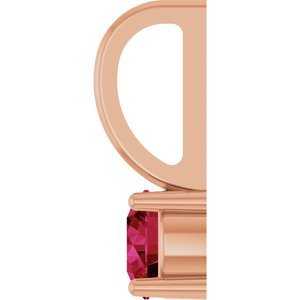 14K Rose Gold Imitation Ruby Solitaire Charm/Pendant
