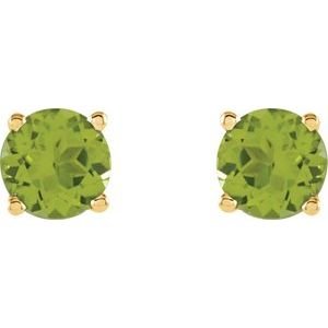 14K Yellow Gold 5 mm Natural Peridot Earrings