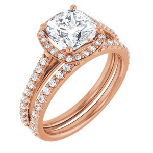 14K Rose Gold 7x7 mm Cushion 1/4 CTW Lab-Grown Diamond Semi-Set Engagement Ring