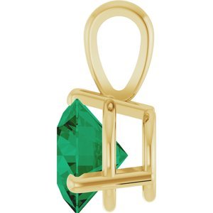 14K Yellow Gold Lab-Grown Emerald Pendant