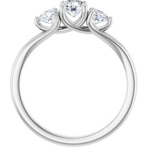 Platinum 3/4 CTW Natural Diamond Three-Stone Engagement Ring