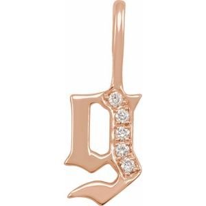 14K Rose Gold .04 CTW Natural Diamond Gothic Initial G Charm/Pendant