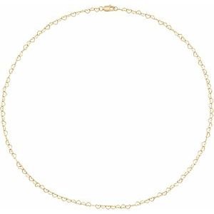 14K Yellow Gold 3.2 mm Heart 18" Chain