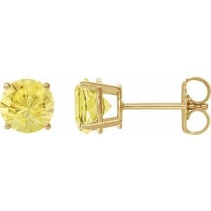 14K Yellow Gold 4 mm Natural Yellow Sapphire Earrings