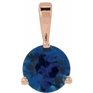 14K Rose Gold Lab-Grown Blue Sapphire Pendant