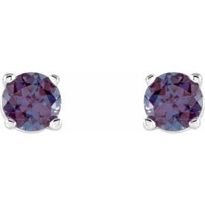 14K White Gold 4 mm Lab-Grown Alexandrite Earrings