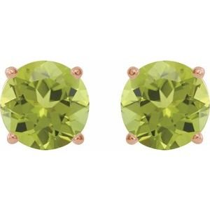14K Rose Gold 5 mm Natural Peridot Earrings