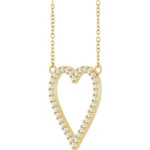 14K Yellow Gold 1/4 CTW Natural Diamond Heart 18" Necklace