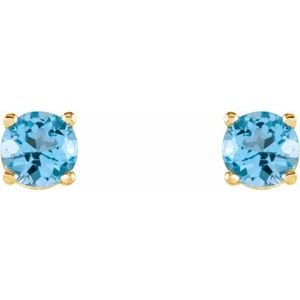 14K Yellow Gold 2.5 mm Natural Sky Blue Topaz Earrings