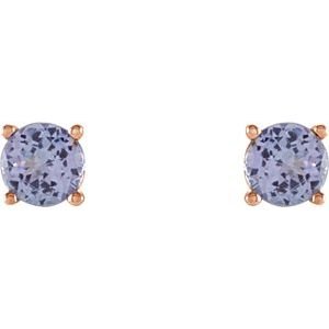 14K Rose Gold 4 mm Natural Tanzanite Earrings