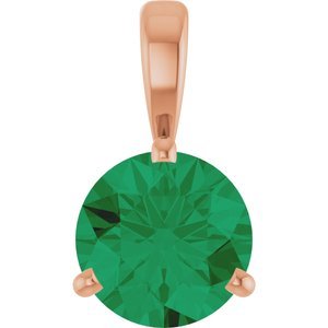 14K Rose Gold Lab-Grown Emerald Pendant