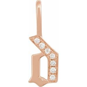 14K Rose Gold .05 CTW Natural Diamond Gothic Initial D Charm/Pendant