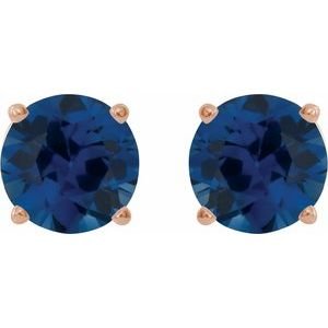 14K Rose Gold 6 mm Lab-Grown Blue Sapphire Earrings