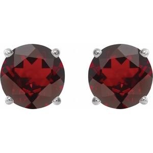 Sterling Silver 8 mm Natural Mozambique Garnet Earrings