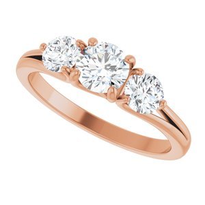 14K Rose Gold 1 CTW Natural Diamond Three-Stone Engagement Ring