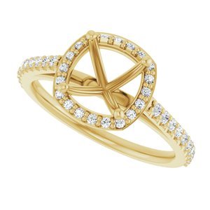 14K Yellow Gold 7x7 mm Cushion 1/4 CTW Lab-Grown Diamond Semi-Set Engagement Ring