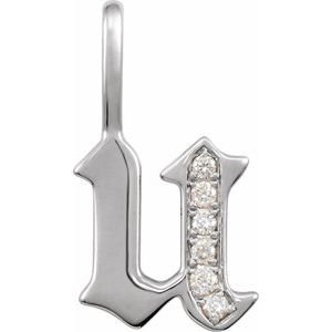14K White Gold .06 CTW Natural Diamond Gothic Initial U Charm/Pendant
