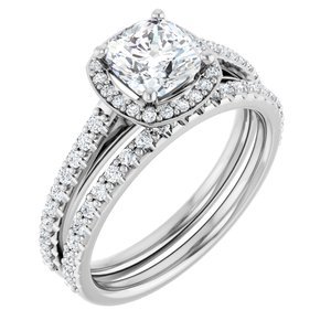 Platinum 6x6 mm Cushion 1/4 CTW Lab-Grown Diamond Semi-Set Engagement Ring