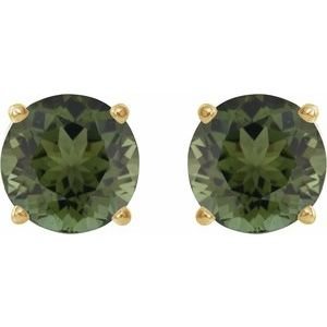 14K Yellow Gold 6 mm Natural Green Tourmaline Earrings