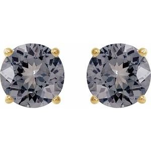 14K Yellow Gold 6 mm Natural Gray Spinel Earrings