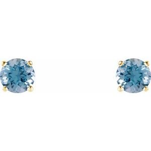 14K Yellow Gold 5 mm Natural Aquamarine Earrings