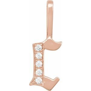 14K Rose Gold .05 CTW Natural Diamond Gothic Initial C Charm/Pendant