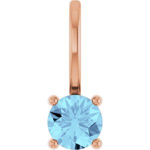 14K Rose Gold Imitation Aquamarine Solitaire Charm/Pendant