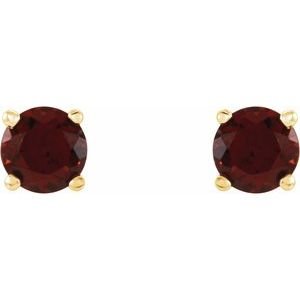 14K Yellow Gold 4 mm Natural Mozambique Garnet Earrings