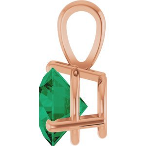 14K Rose Gold Lab-Grown Emerald Pendant