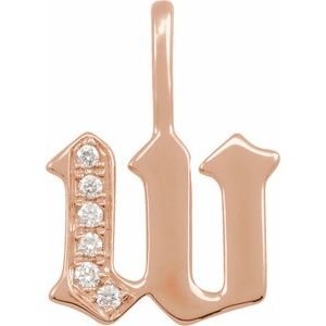 14K Rose Gold .06 CTW Natural Diamond Gothic Initial W Charm/Pendant