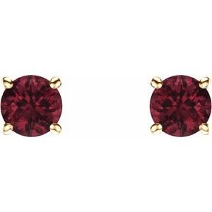 14K Yellow Gold 5 mm Natural Mozambique Garnet Earrings