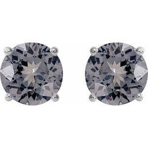 14K White Gold 6 mm Natural Gray Spinel Earrings