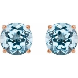 14K Rose Gold 6 mm Natural Sky Blue Topaz Earrings