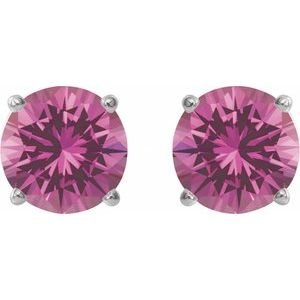 Sterling Silver 8 mm Lab-Grown Pink Sapphire Earrings