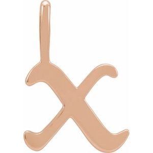 14K Rose Gold Gothic Initial X Charm/Pendant