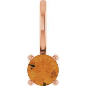 14K Rose Gold Imitation Citrine Solitaire Charm/Pendant
