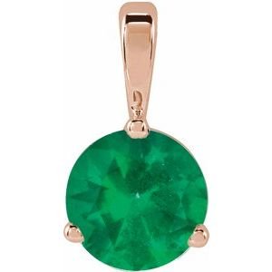 14K Rose Gold Lab-Grown Emerald Pendant