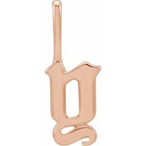 14K Rose Gold Gothic Initial Y Charm/Pendant